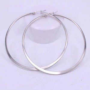 NEW 18K White Gold 2.36” Round Hoop Earrings